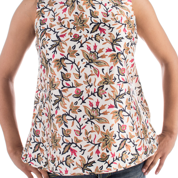 TORY BURCH IVORY & FLORAL BLOUSE | WOMENS SIZE S - Picture 3 of 5